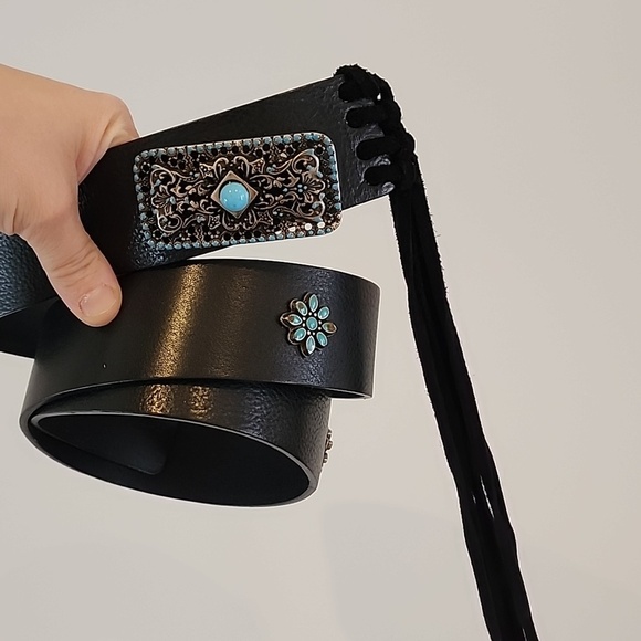 Vintage Accessories - Vintage albatros leather/suede turquoise belt